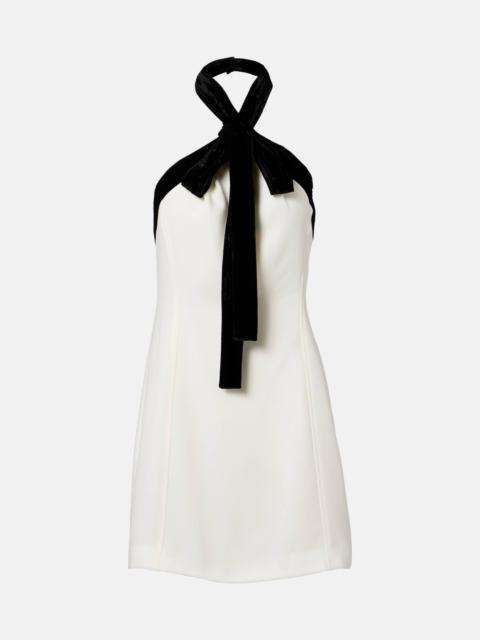 SIMKHAI Jolie velvet-trimmed crêpe minidress