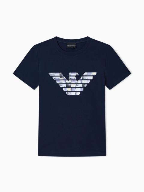EMPORIO ARMANI ASV STRETCH-JERSEY SLIM-FIT T-SHIRT WITH OVERSIZED EAGLE PATTERN