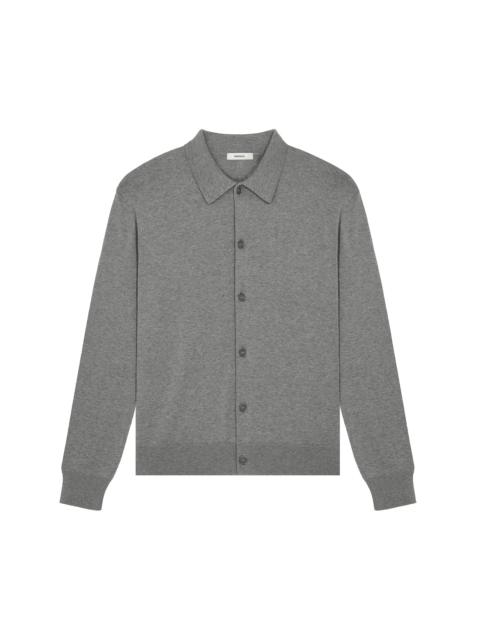 PANGAIA Womens DNA Knitted Collared Shirt - Grey Marl