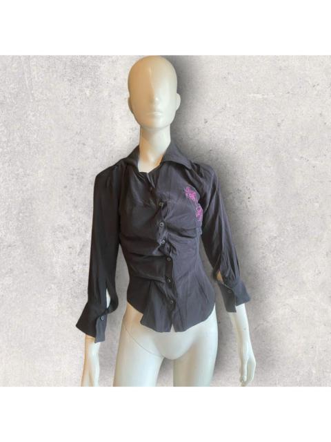 Vivienne Westwood Gold Label Pan Embroidered Silk Drunken Shirt