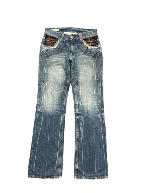Other Designers Vintage - FLARED🔥THRASHED RIPPED DENIM PANTS
