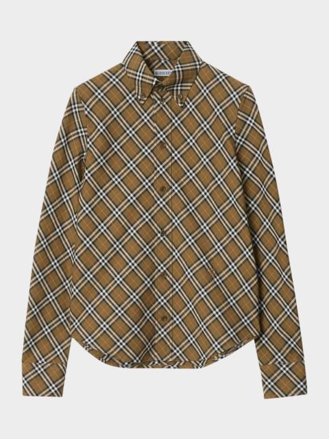 Shrunken Check Button-Down Shirt