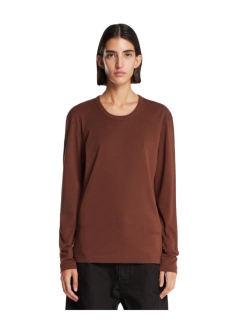 Brown Long-Sleeve Crewneck T-Shirt