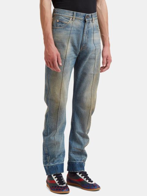 GUCCI Gucci Men Distressed Stone Washed Jeans