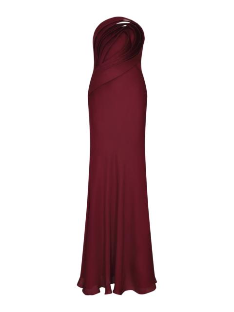 ANDRES OTALORA Vida Entera Strapless Georgette-Silk Maxi Dress burgundy