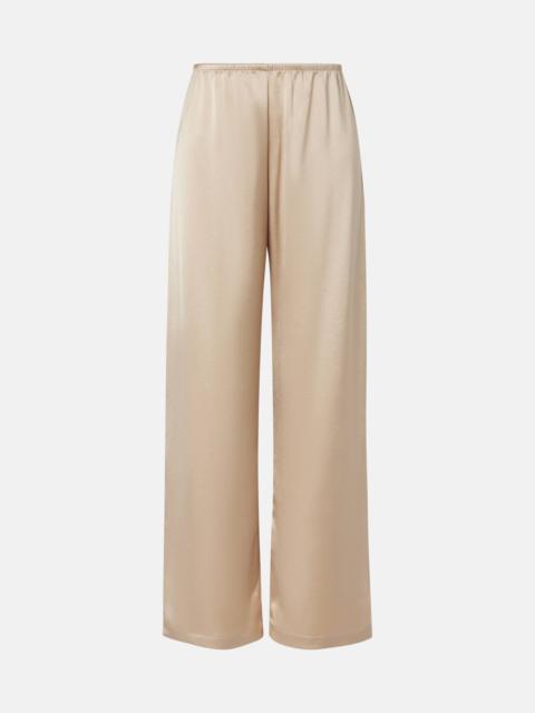 LESET Barb mid-rise satin wide-leg pants