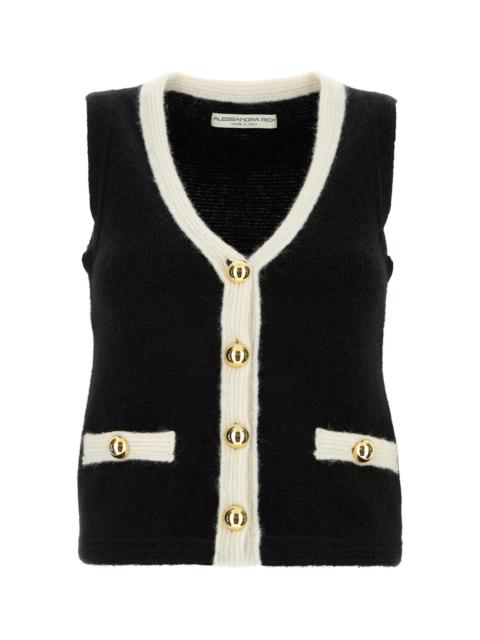 Alessandra Rich Black alpaca blend vest