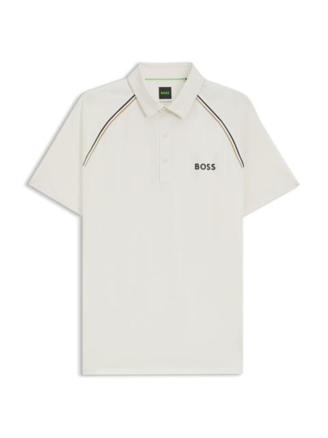 BOSS ACTIVE SIGNATURE-STRIPE POLO SHIRT WITH ODOUR CONTROL