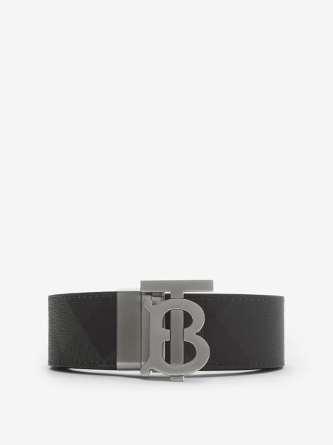 Burberry Reversible Charcoal Check and Leather TB Belt