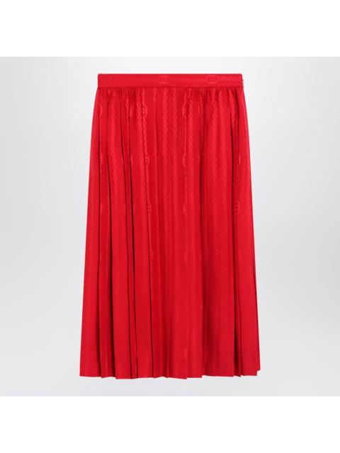 GUCCI Gucci Pleated Silk Jacquard Midi Skirt With Gg Chain In Fire Women