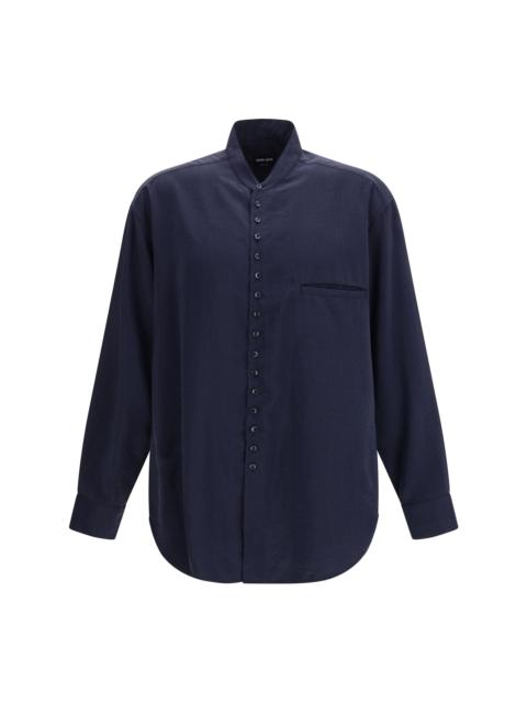 GIORGIO ARMANI Giorgio Armani Men Washed Silk Shirt With Band Collar