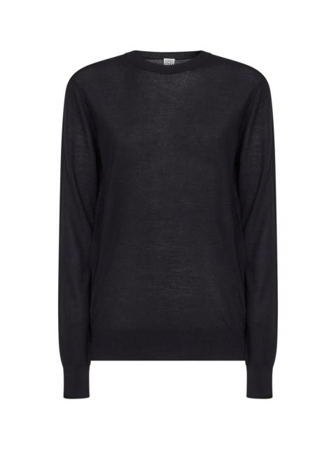 TOTEME Black merino wool and silk fine knit sweater