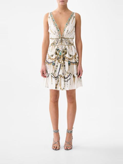 CAMILLA SHIRRED WAIST DETAIL MINI DRESS