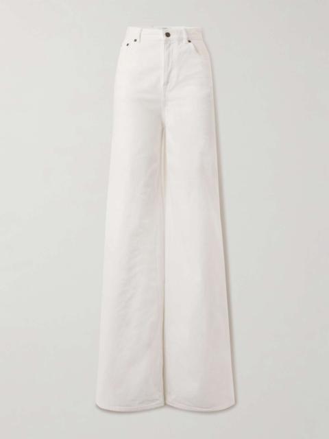 High-rise wide-leg jeans White