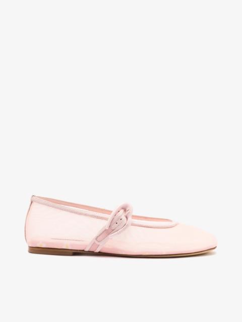 Larroudé Verona Mesh Ballet Flat In Strawberry Cream Mesh and Leather