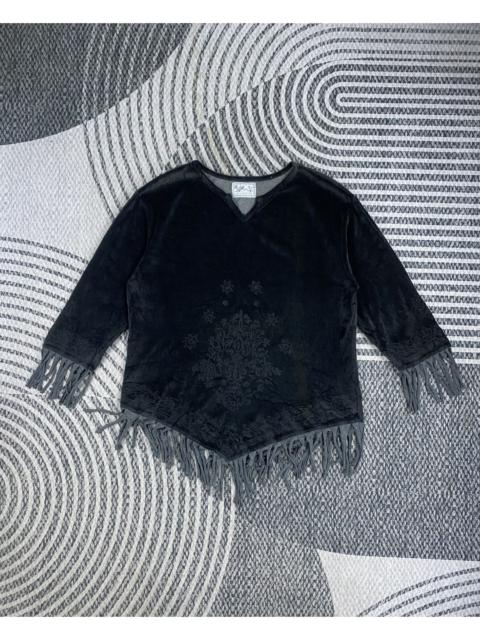 Other Designers Rare Panther - Vtg Panter Japan Black Velvet Poncho Style Blouse