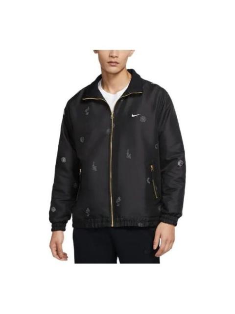 Nike Nike Premium Pattern Printing lapel Long Sleeves Jacket Black DH7439-010