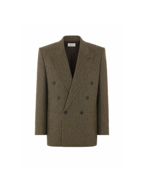 SAINT LAURENT Saint Laurent Women Herringbone Fabric Double Breasted Wool Jacket