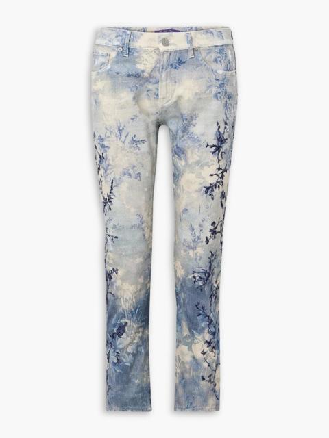 Other Designers Sequin-embellished printed low-rise skinny jeans