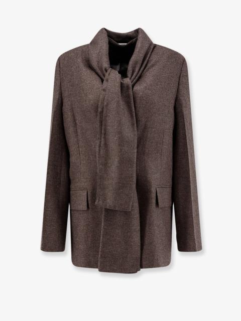 TOTEME Toteme Scarf Lapel Viscose Wool Blazer Brown