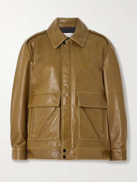 Drey textured-leather jacket Army green