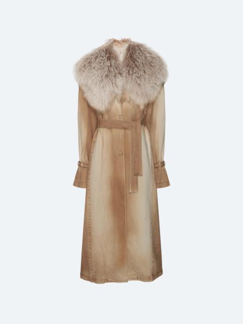 LAPOINTE Pigment Denim Base Relaxed Trench With Shearling