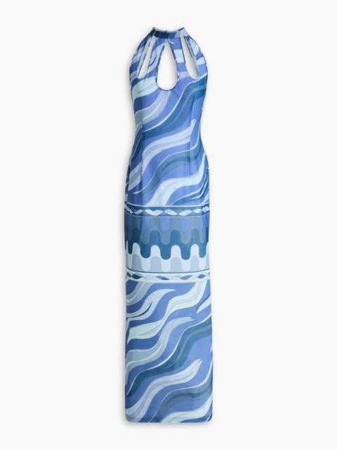 PUCCI Cutout printed stretch-mesh maxi dress