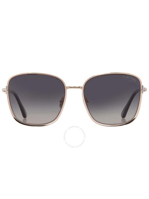 TOM FORD Tom Ford Fern Polarized Smoke Square Ladies Sunglasses FT1029 28D 57