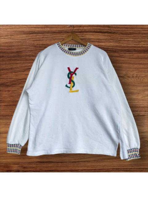 SAINT LAURENT Vintage YSL Big Logo Spellout Embroidery Crewneck
