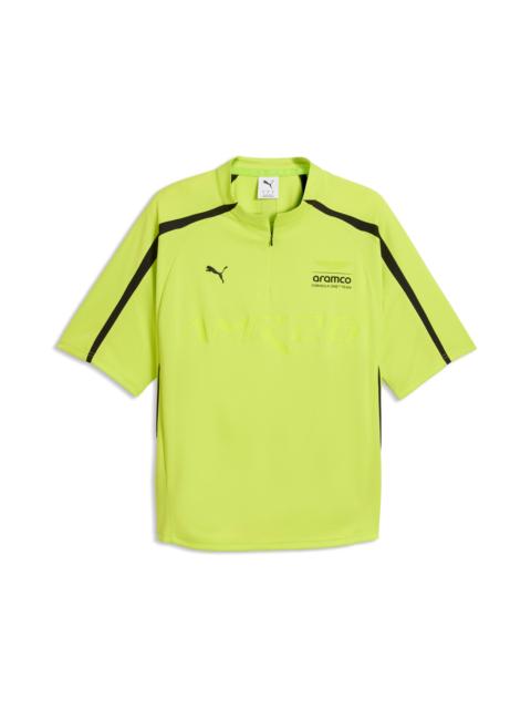 PUMA PUMA x AMF1 Lifestyle Short Sleeve Quarter Zip Jersey in Lime Shimmer at Nordstrom