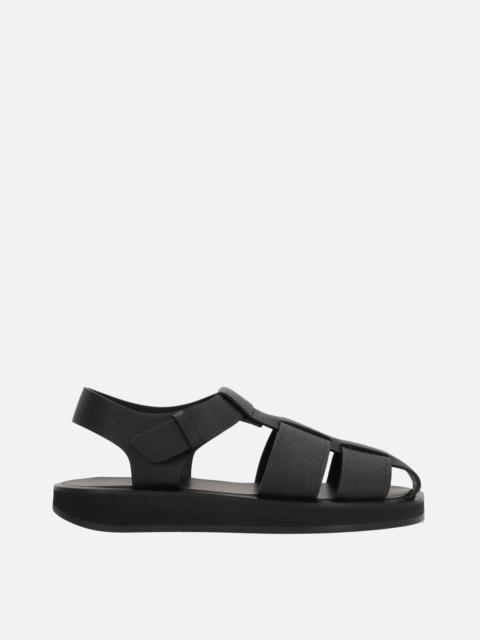 The Row FISHERMAN GRAINY LEATHER FLAT SANDALS