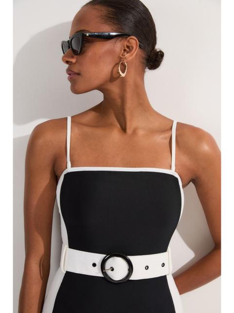 KAREN MILLEN Contrast Panelled Bandeau Swimsuit With Belt