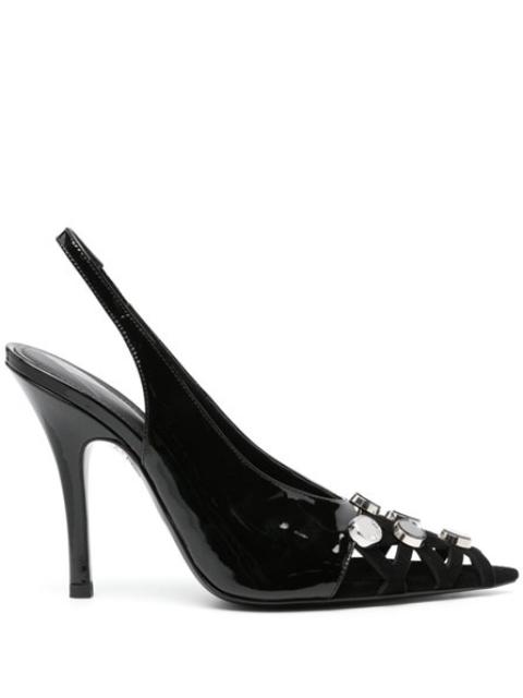 Patent leather and suede slingbacks