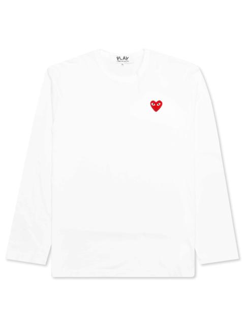 Comme des Garçons PLAY COMME DES GARCONS PLAY EMBLEM LONG SLEEVE T-SHIRT - WHITE