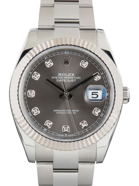ROLEX Used Rolex Datejust 41 Slate Diamond Dial Ref 126334 Fluted Bezel