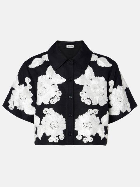 SIMKHAI Callie embroidered linen-blend shirt