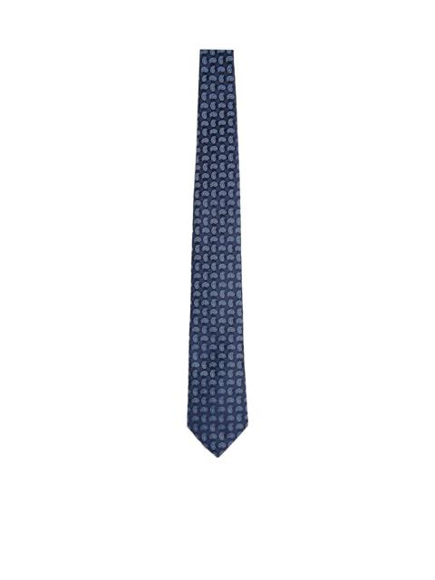 Etro Men Blue Paisley Jacquard Silk Tie