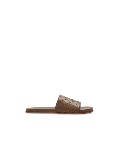 Bottega Veneta BOTTEGA VENETA Brown Intrecciato Leather Slides New & Authen