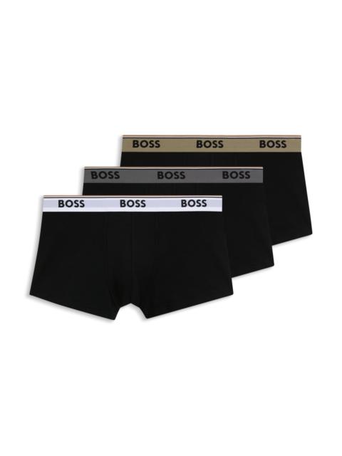 BOSS THREE-PACK OF LOGO-WAISTBAND TRUNKS IN STRETCH COTTON