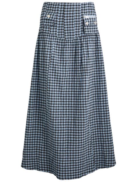 Ganni Checked Seersucker Maxi Skirt