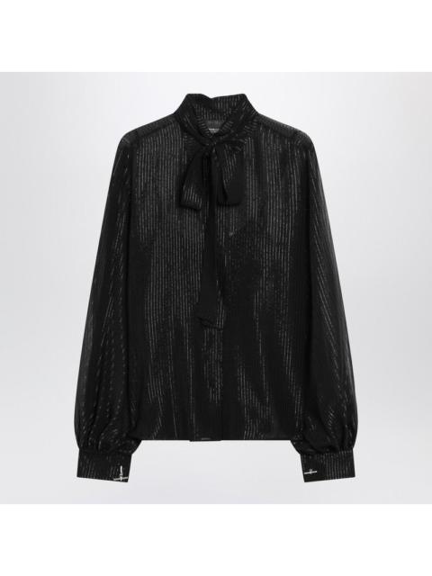 Max Mara Max Mara Pianoforte Black Silk Chiffon Blouse With Stripes Women