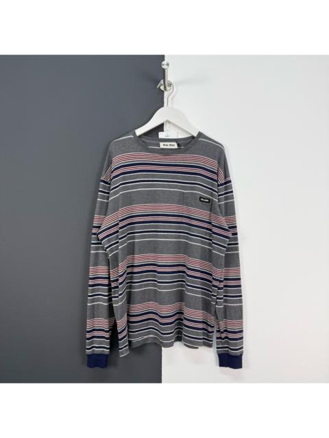 Miu Miu Miu Miu Automne Striped Logo Long Sleeve Top
