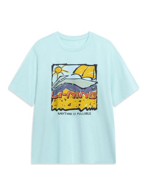 Li-Ning Li-Ning Anything Is Possible Cartoon Graphic T-shirt 'Light Blue' AHST543-3