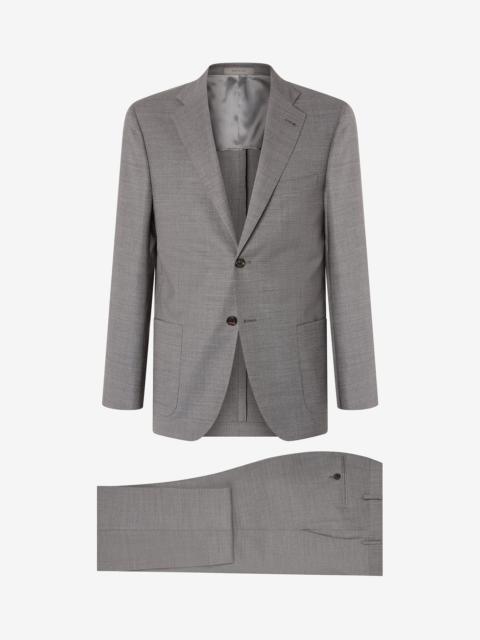 CORNELIANI Grey micropatterned stretch wool suit