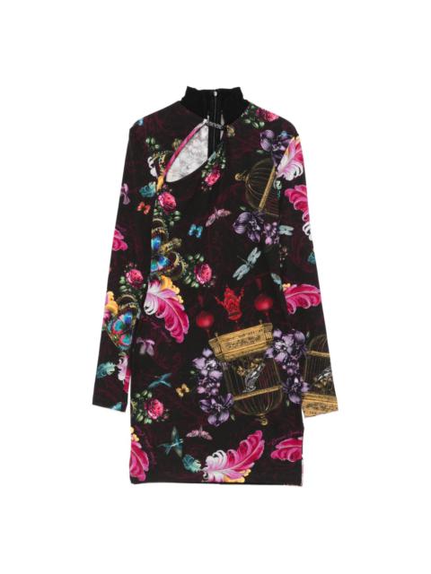 floral-print mini dress