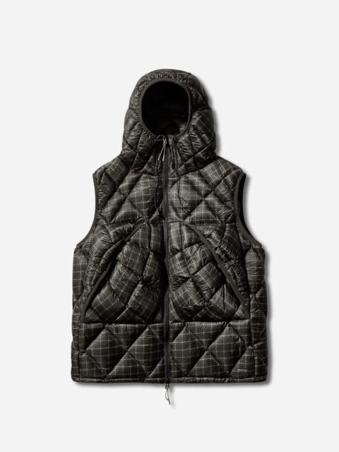 ROA Men's Nuna 600 Fill Power Printed Check Hooded Down Vest Anthracite