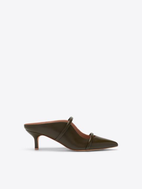 MALONE SOULIERS Maureen 45 Olive Leather Kitten Heels