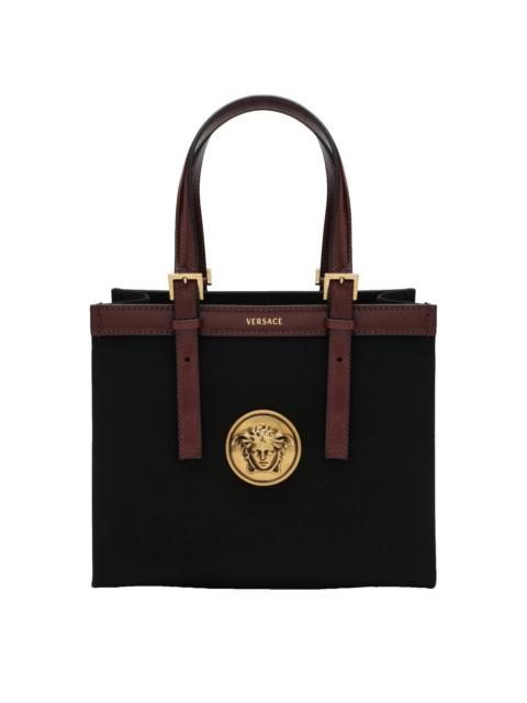 VERSACE VERSACE Riviere Mini Black Canvas Shopper Bag New & Authenti