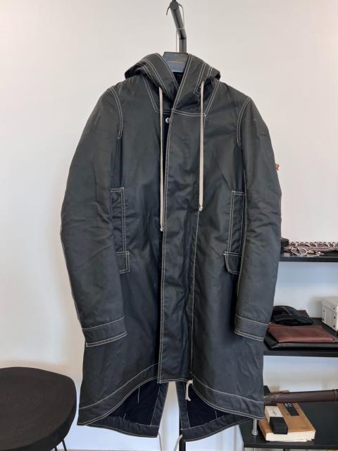 Rick Owens Rick Owens Dekshdw wax finish long coat with clear line design