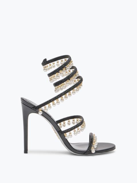 RENE CAOVILLA CHANDELIER BLACK SANDAL WITH PEARLS 105